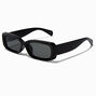 Lunettes de soleil rectangulaires fines noires &agrave; monture bomb&eacute;e,