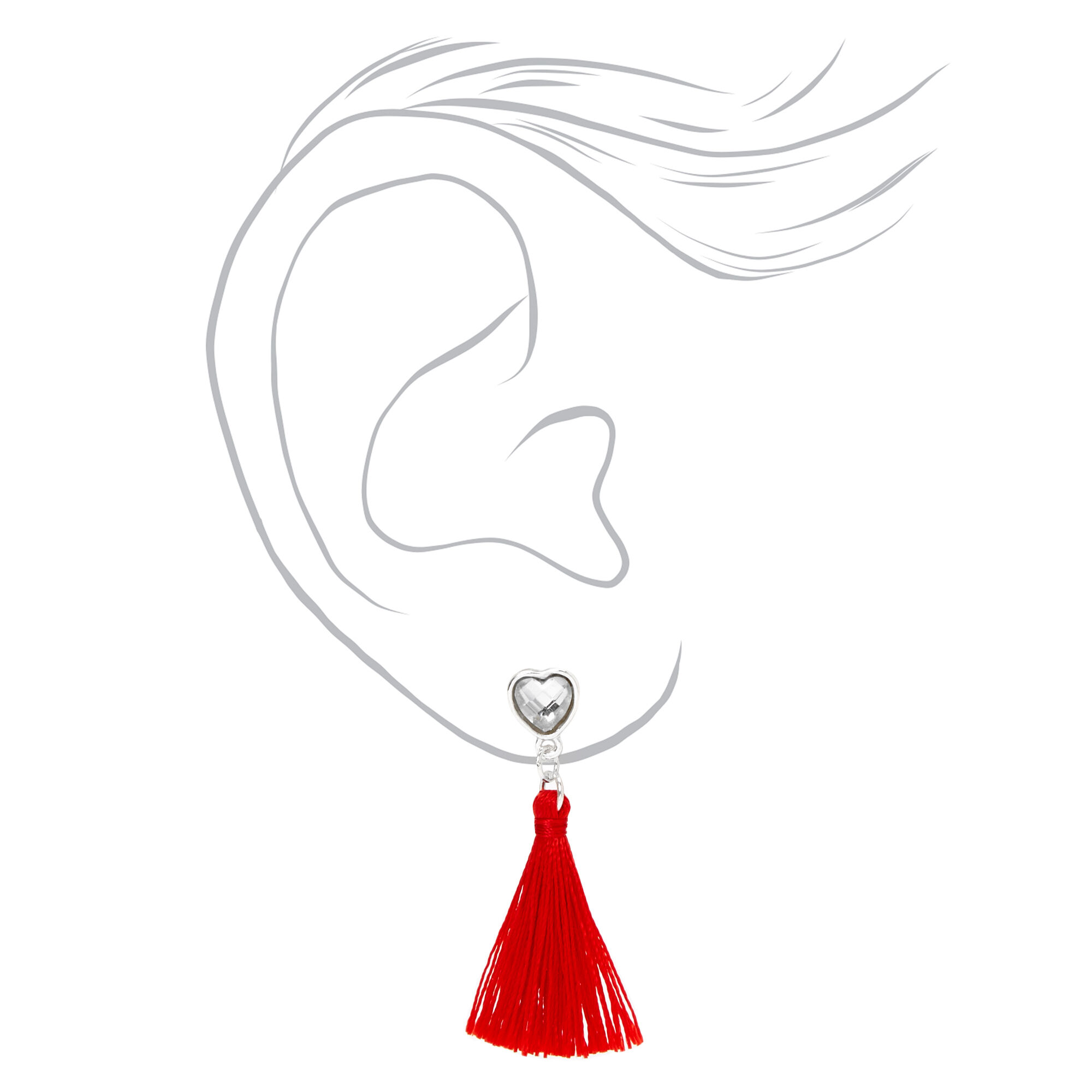 Valentine's Day Tassel Heart Earring Set - 3 Pack,