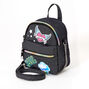 Denim Patches Mini Backpack Crossbody Bag - Black,