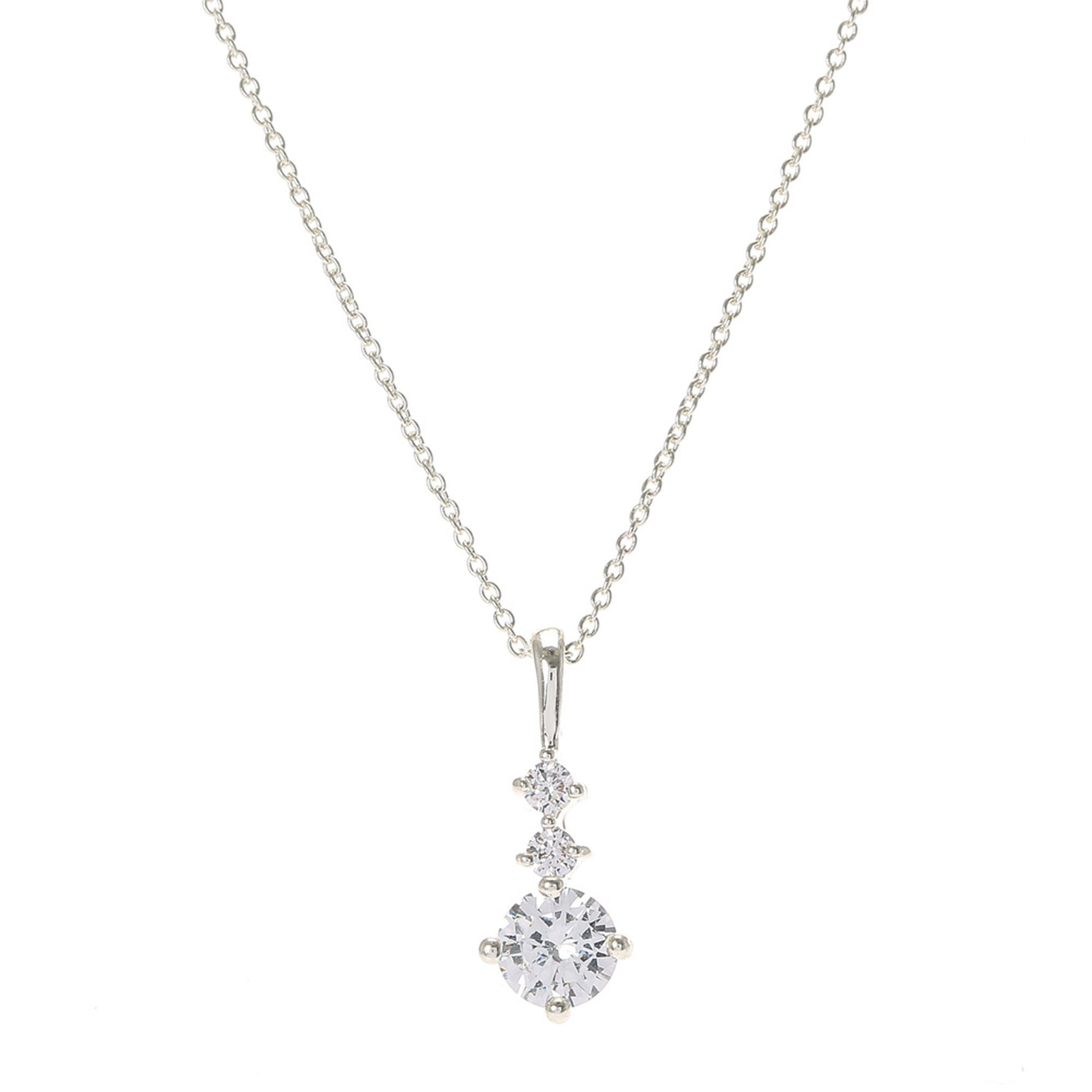 View Claires Delicate Cubic Zirconia Pendant Necklace Silver information