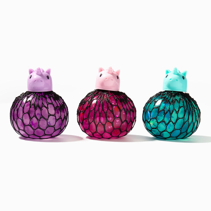 Jouet fidget mini boule filet anti-stress licorne - Lot de 3