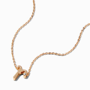 Gold Cursive Lowercase Embellished Initial Pendant Necklace - R,