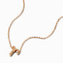 Gold Cursive Lowercase Embellished Initial Pendant Necklace - R,