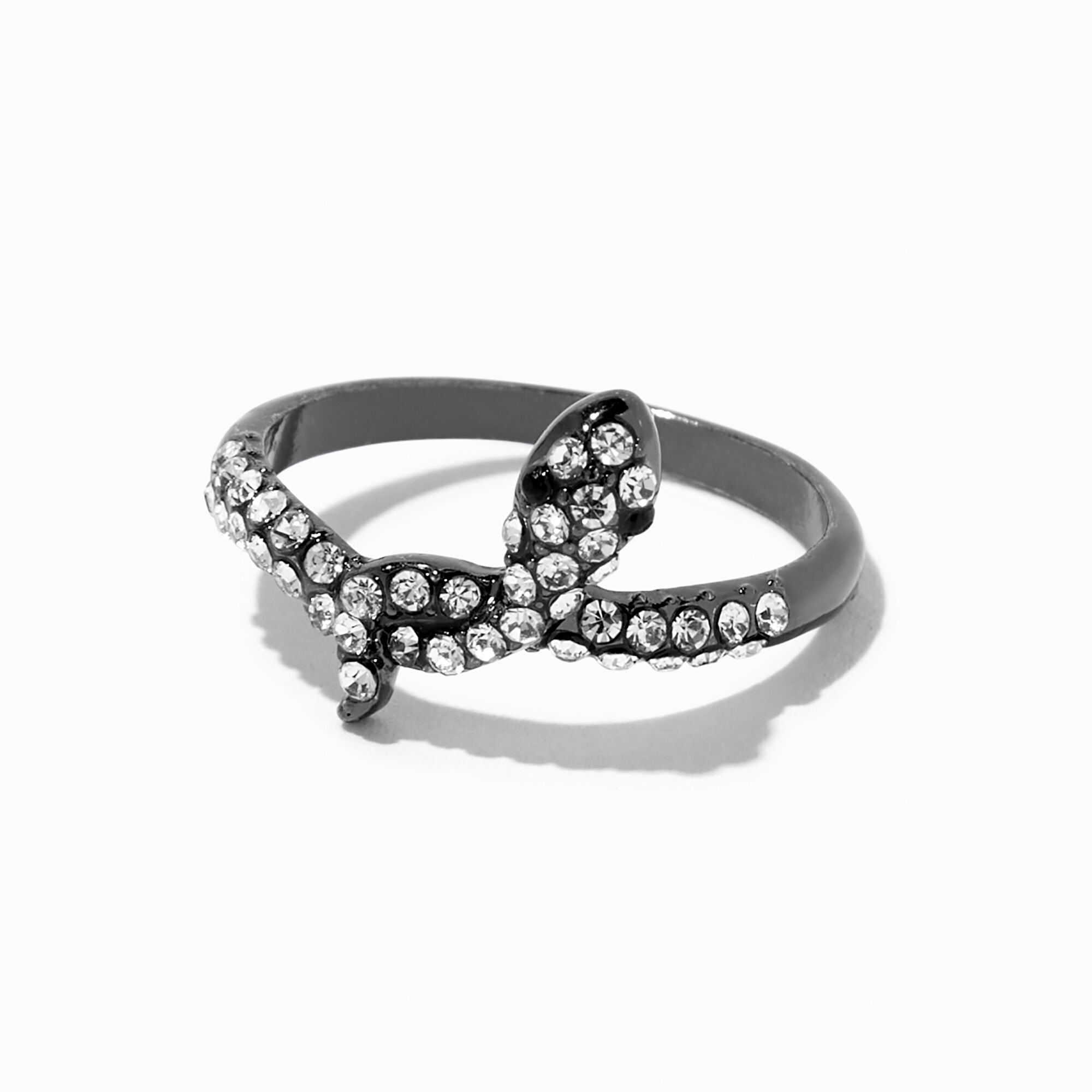 View Claires Hematite Crystal Snake Knot Ring information