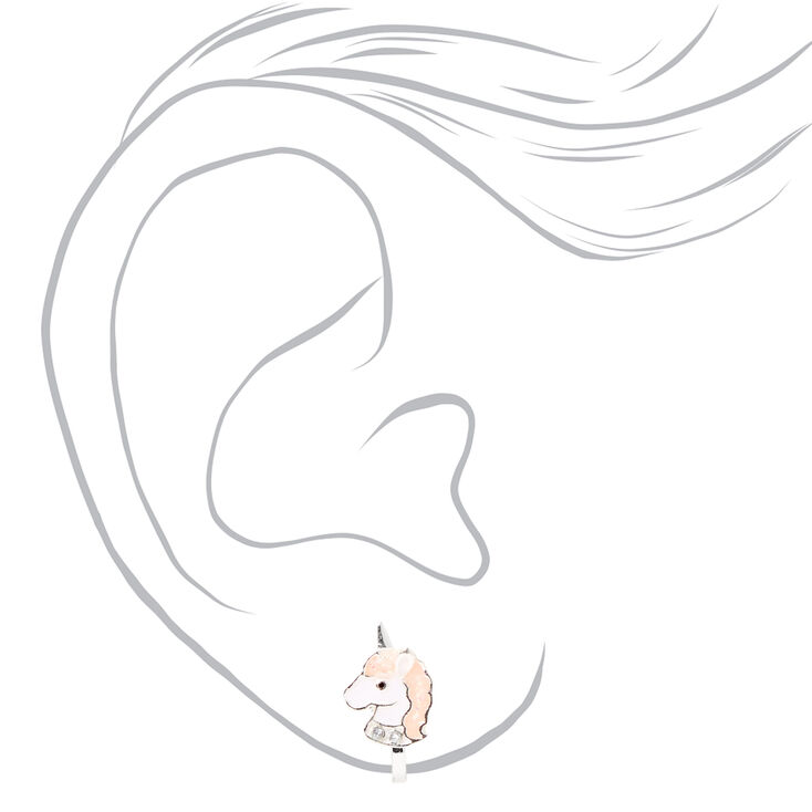 Glitter Unicorn Heart Clip On Earrings - 3 Pack,