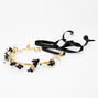 Gold Metallic Flower Crown Tie Headwrap - Black,