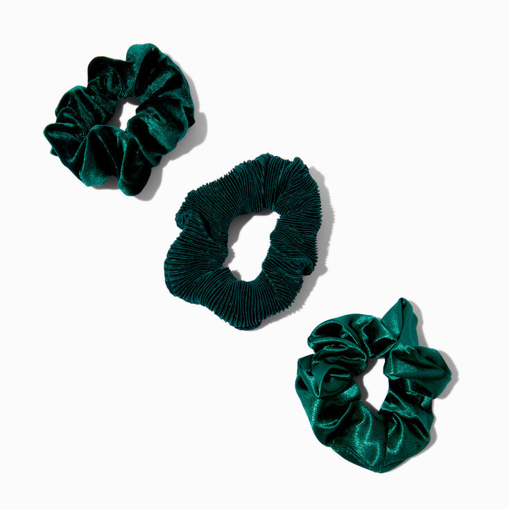 Emerald Mixed Hair Scrunchies - 3 Pack,