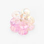 Clear Iridescent Flower Hair Claw - Pink,