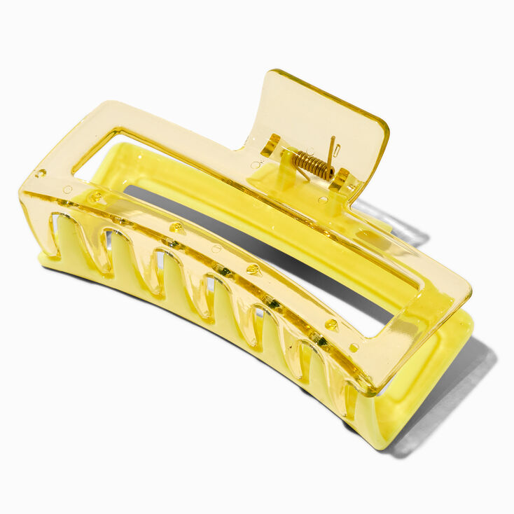 Grande pince &agrave; cheveux rectangulaire jaune bicolore,