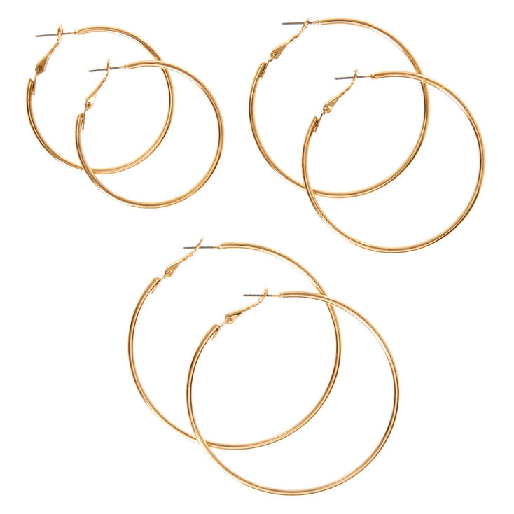 Graduated Gold Hoop Earrings - 3 Pack,