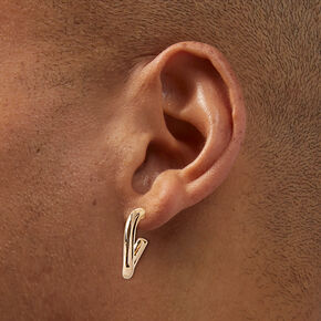 Gold-tone Swoop Oval Hoop Earring Stackables Set - 3 Pack,