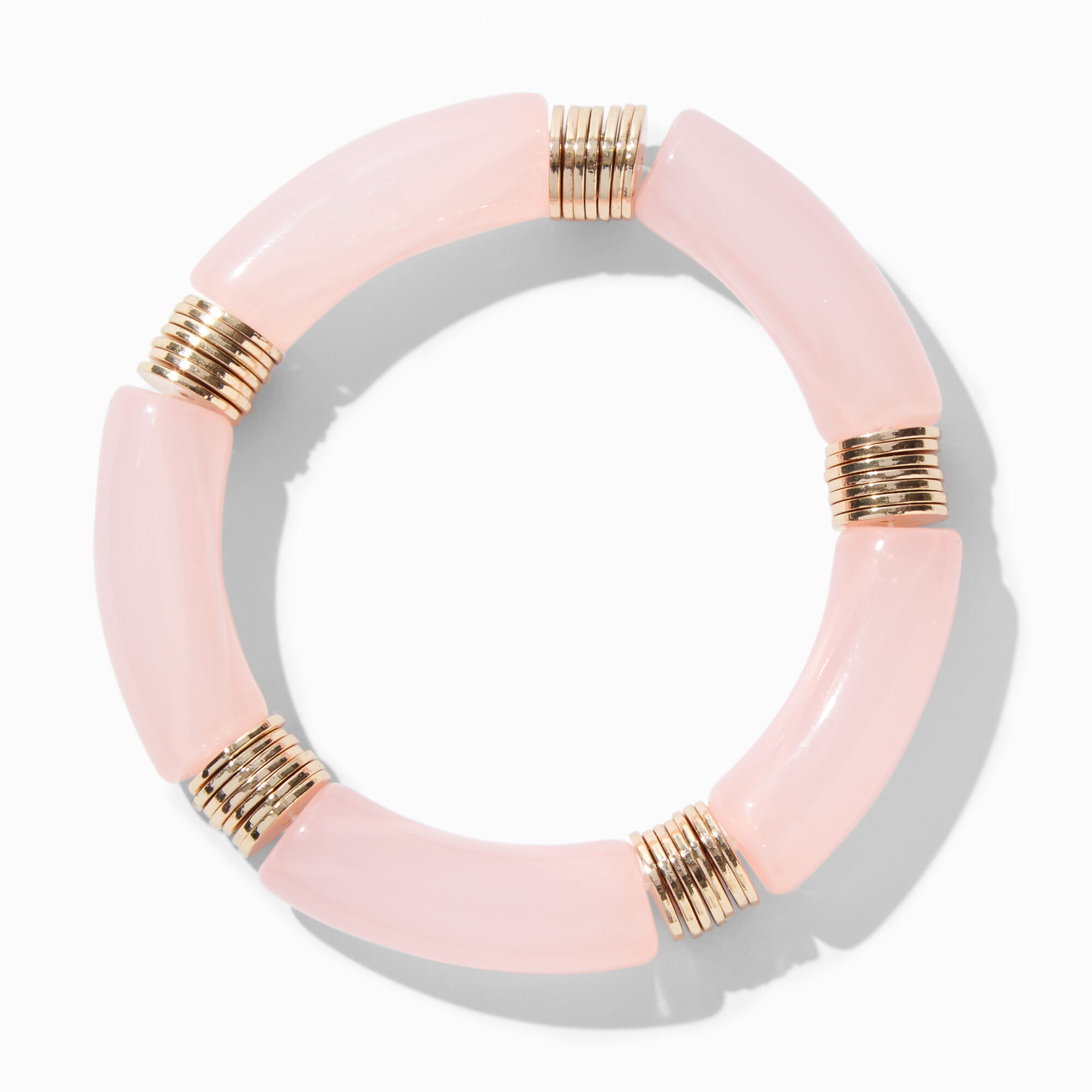 View Claires GoldTone Tube Bead Stretch Bracelet Pink information