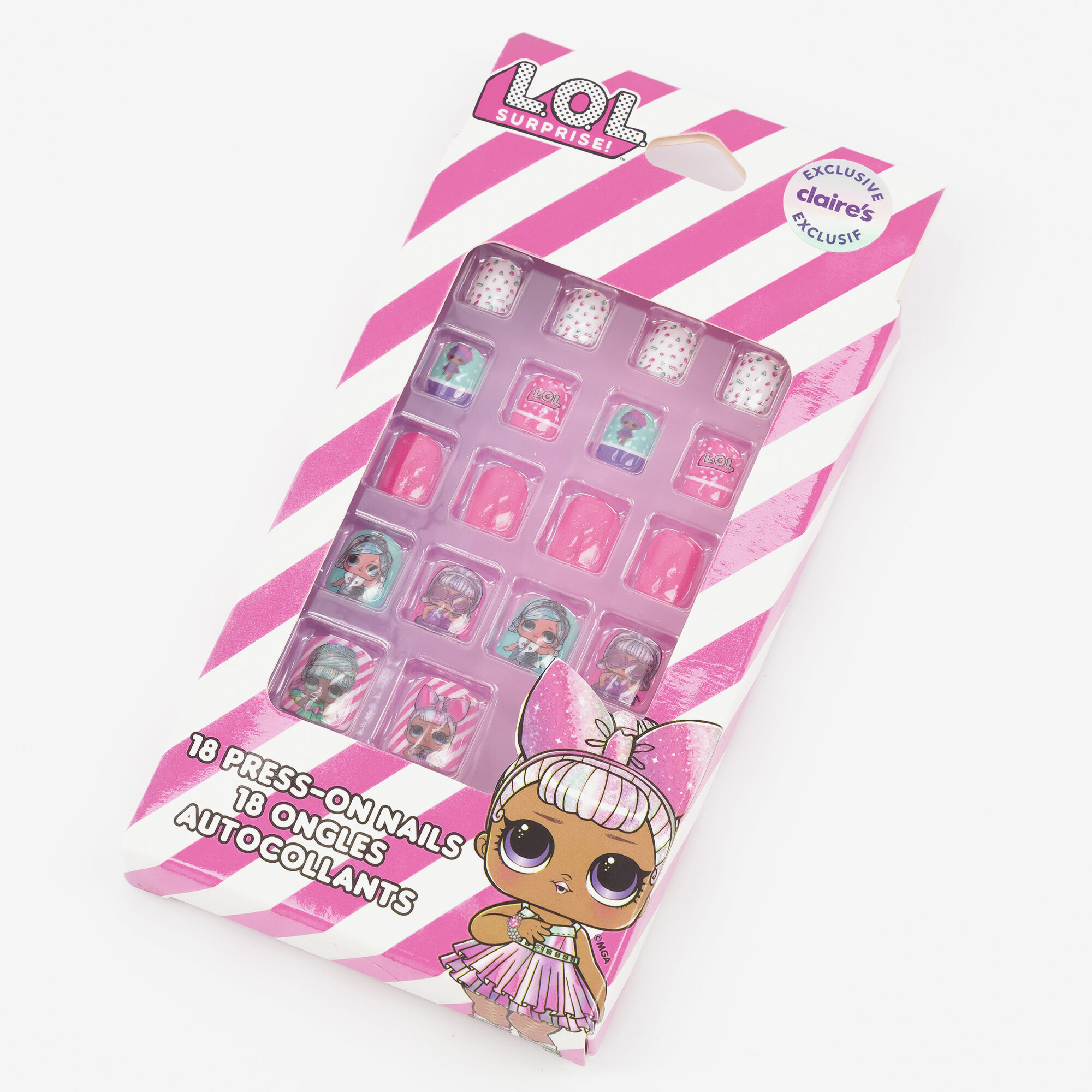 L.O.L. Surprise!™ Square Pink Press-On Faux Nail Set - 18 Pack,