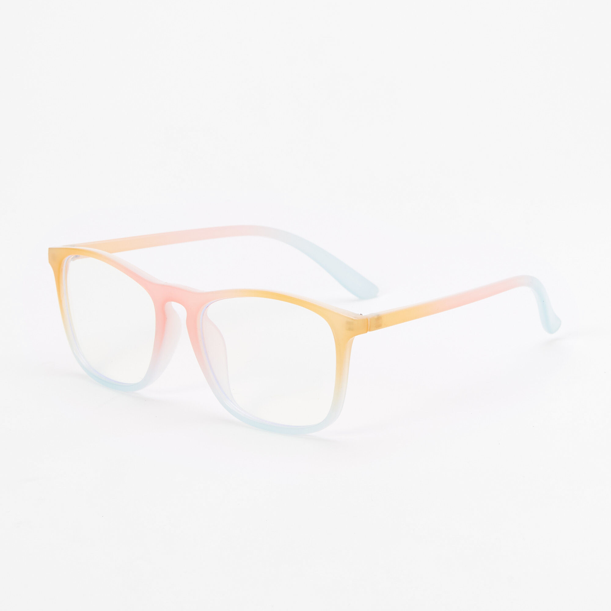 Claire's Lunettes en plastique à verres transparents avec réduction de la lumière bleue et dégradé orange et rose
