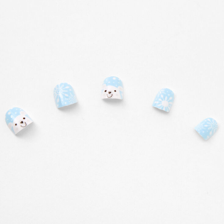 Claire&#39;s Club Polar Bear Square Press On Faux Nail Set - 10 Pack,