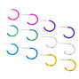 Silver Metallic Rainbow Hoop Earrings - 6 Pack,