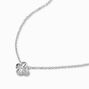 Silver-tone Textured Clover Pendant Necklace,