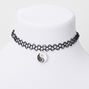 Sun &amp; Moon Yin Yang Tattoo Choker Necklace - Black,