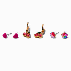 Pink Cherry Earring Set - 3 Pack,