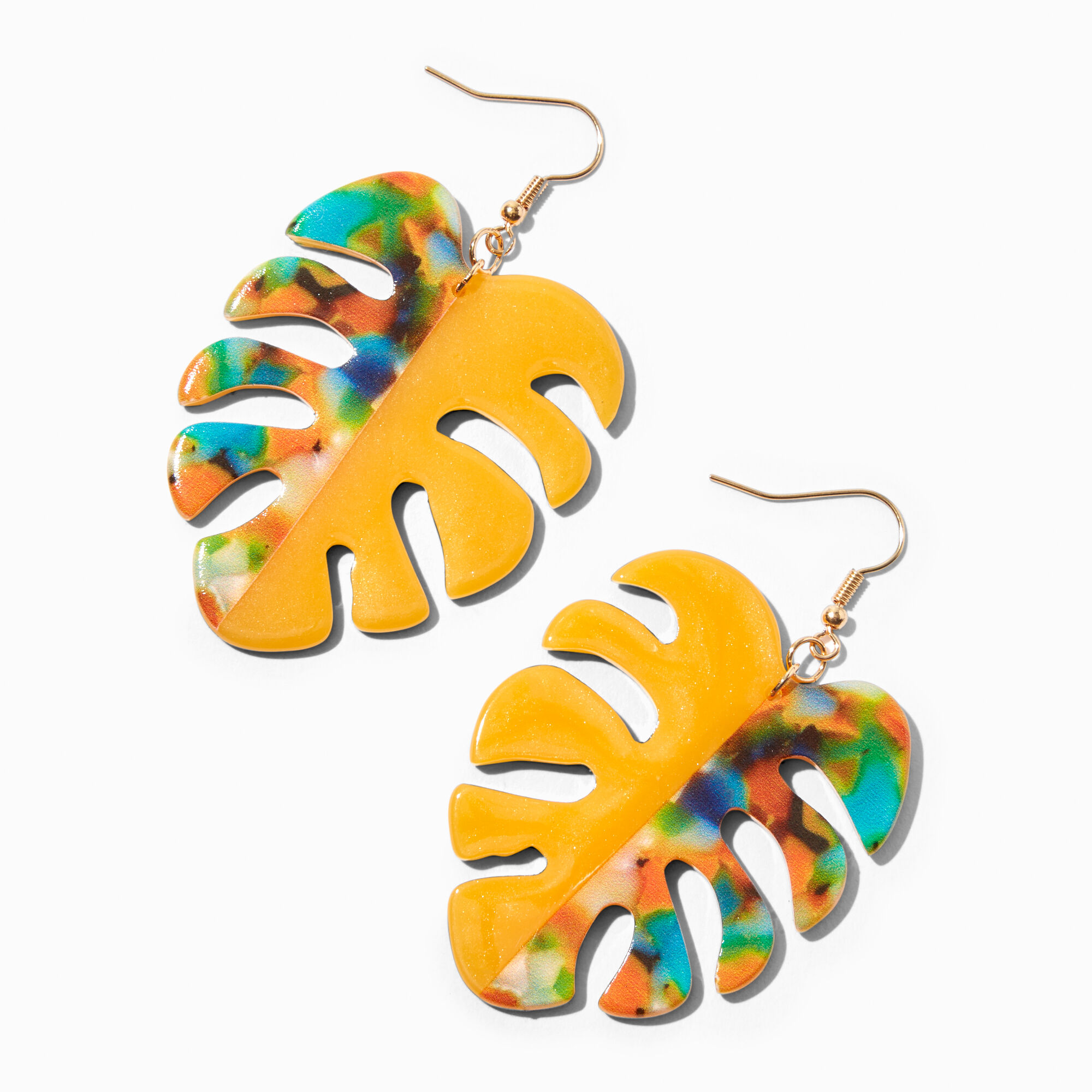 View Claires Palm Leaf 25 Drop Earrings Orange information