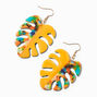 Orange Palm Leaf 2.5&quot; Drop Earrings,