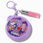 Purple Y2K Unicorn Hair Brush &amp; Lip Gloss Keyring,