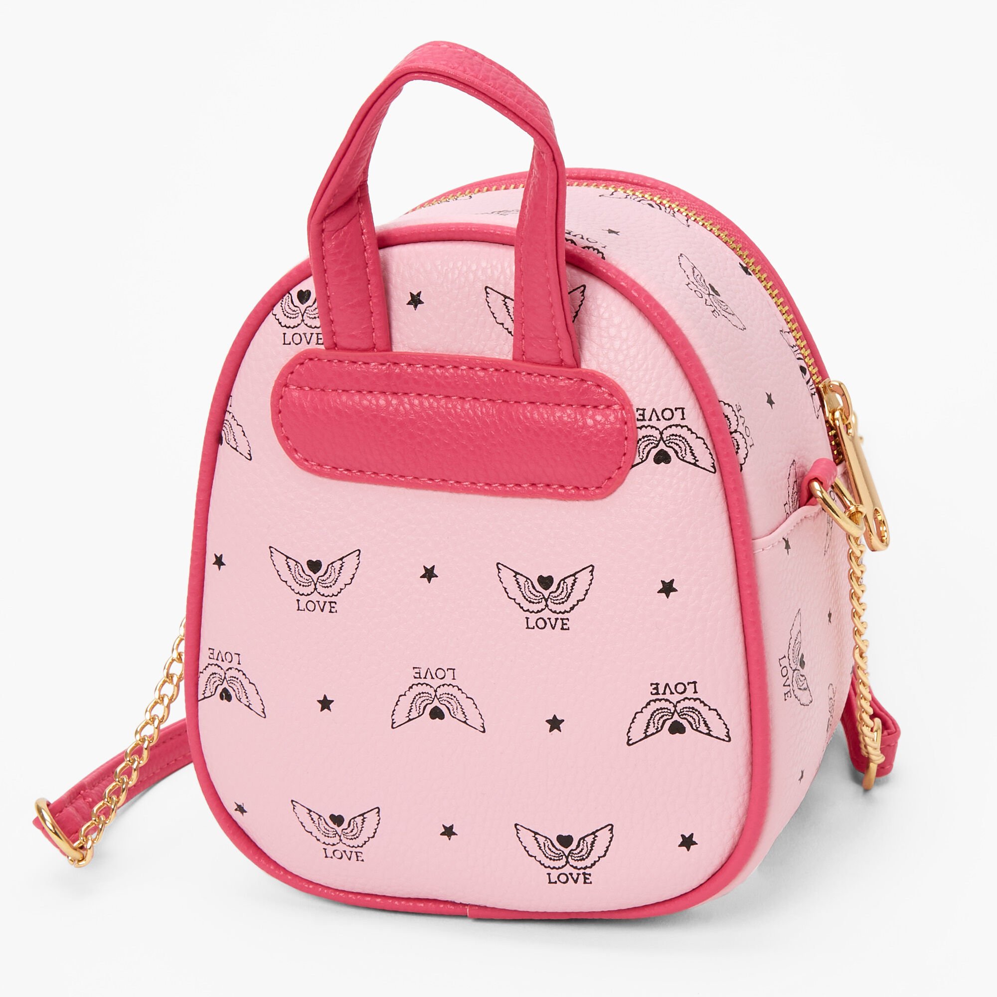 Wings of Love Mini Backpack Crossbody Bag - Pink,