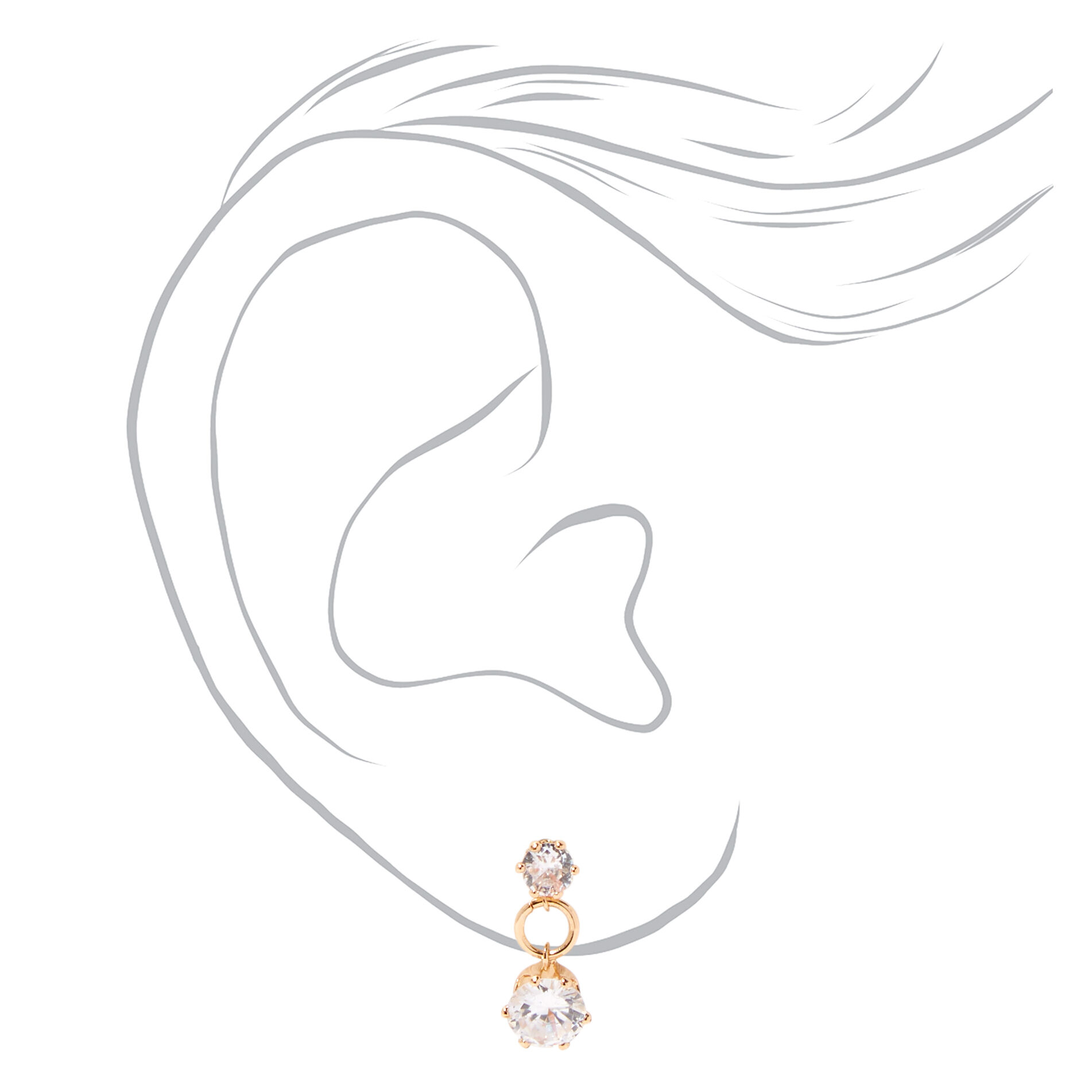 Gold Cubic Zirconia Dangle Drop Earrings,