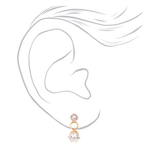 Gold Cubic Zirconia Dangle Drop Earrings,