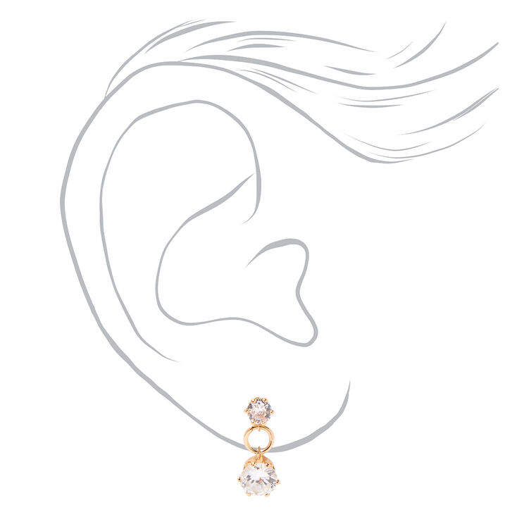 Gold Cubic Zirconia Dangle Drop Earrings,