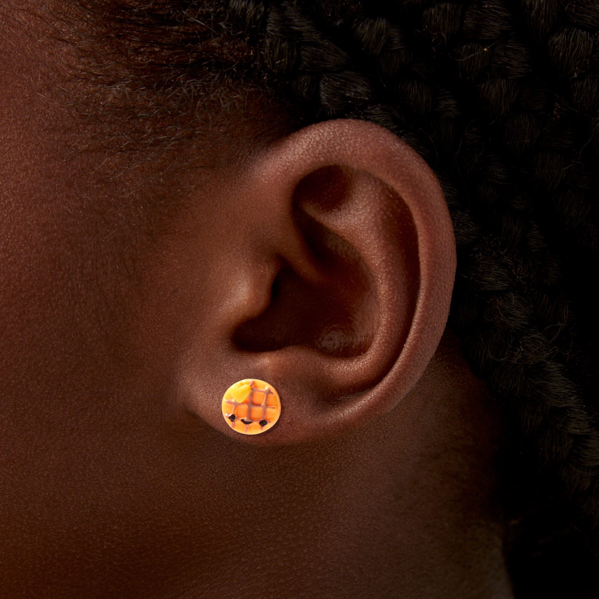 Happy Face Waffle Stud Earrings,