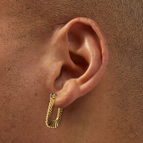 Gold-tone Textured Rectangle Hoop Earrings,