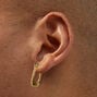 Gold-tone Textured Rectangle Hoop Earrings,