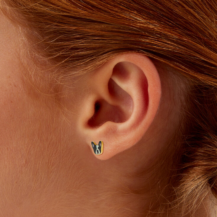 18k Gold Plated French Bulldog Stud Earrings,