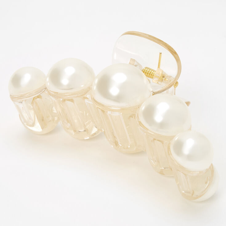 Pearl Studded Transparent Chunky Hair Claw,