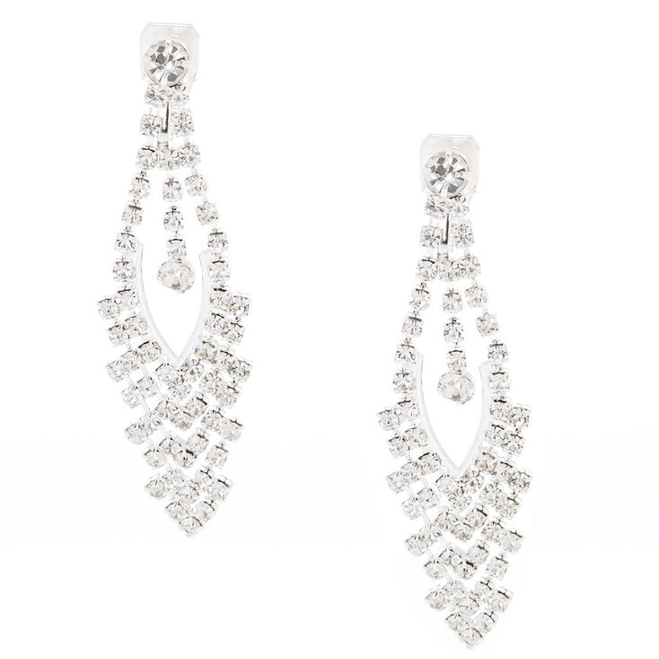 Faux Crystal Clip On Drop Earrings,