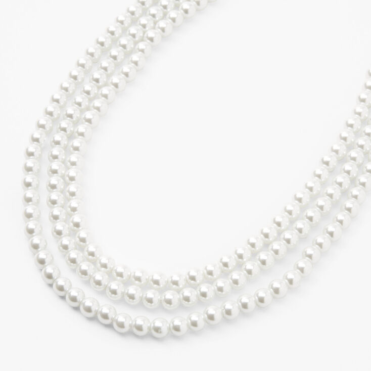 Triple Pearl Multi Strand Necklace,