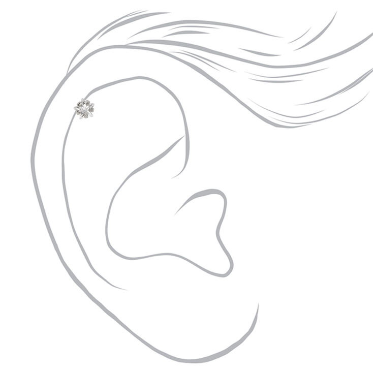 Clous d&#39;oreilles pour piercing de cartilage &eacute;toile et strass 1,2&nbsp;mm couleur titan&eacute;e et couleur argent&eacute;e - Lot de 3,