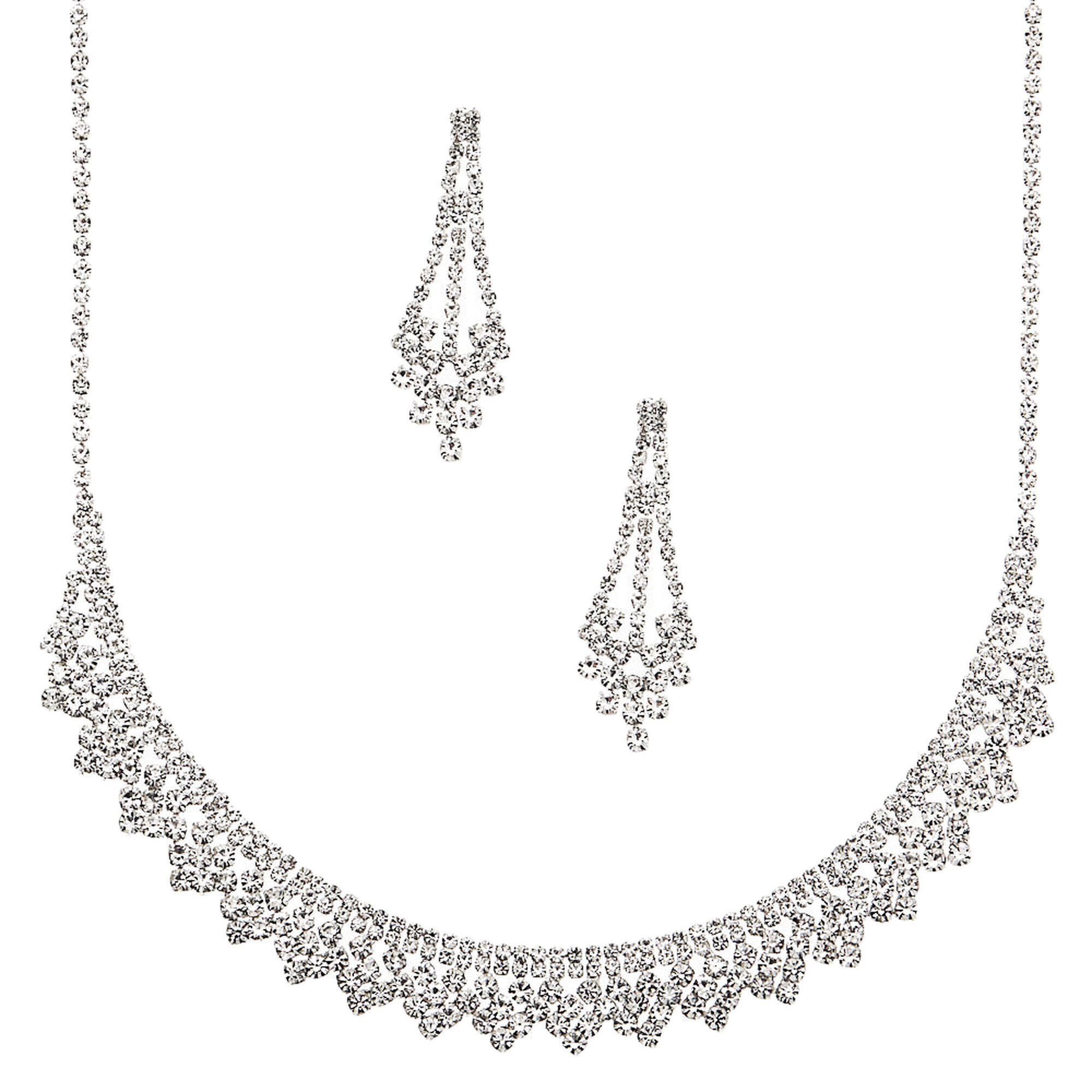 Claire's Parure de bijoux paon strass couleur argentée (lot de 2)