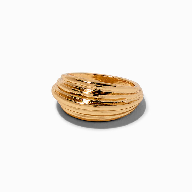Gold-tone Ribbed Dome Statement Ring,
