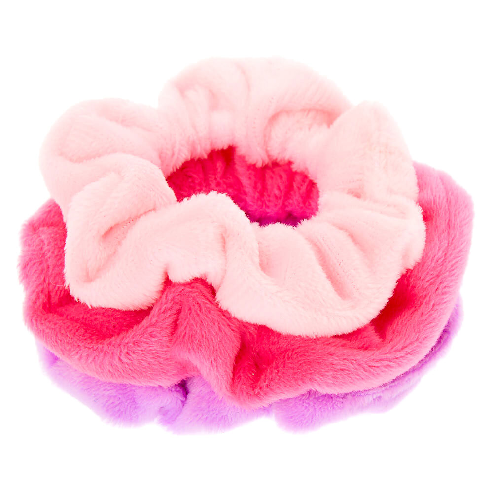 Claire's Club Small Velvet Hair Scrunchies - Pink, 3 Pack,