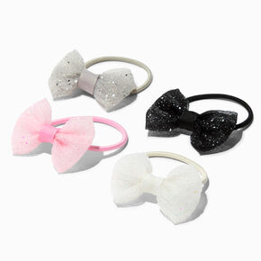 Claire&#39;s Club Edgy Glitter Bow Hair Ties - 10 Pack,