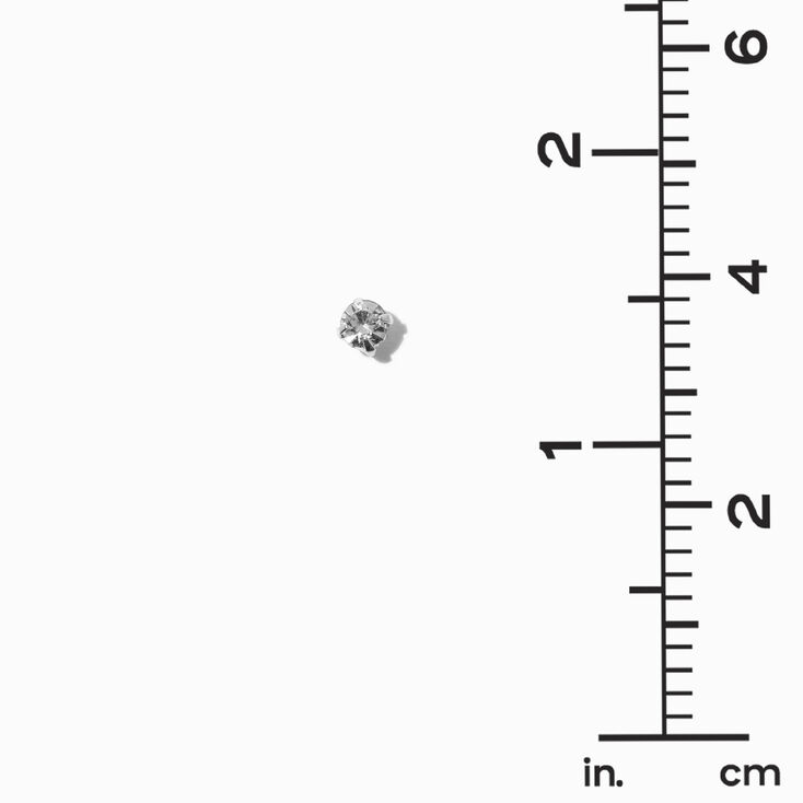 Silver Graduated Crystal Stud Earrings - 9 Pack,