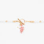 Gold Coral Pearl Toggle Clasp Choker Necklace,