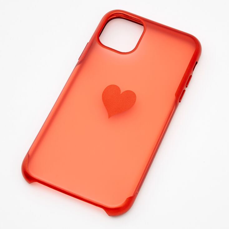 Red Frosted Heart Phone Case - Fits iPhone 11,