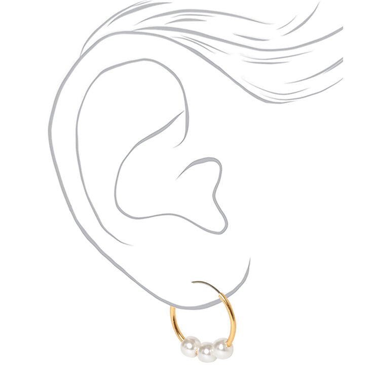 Gold Classic Pearl Mixed Earrings - Ivory, 6 Pack,