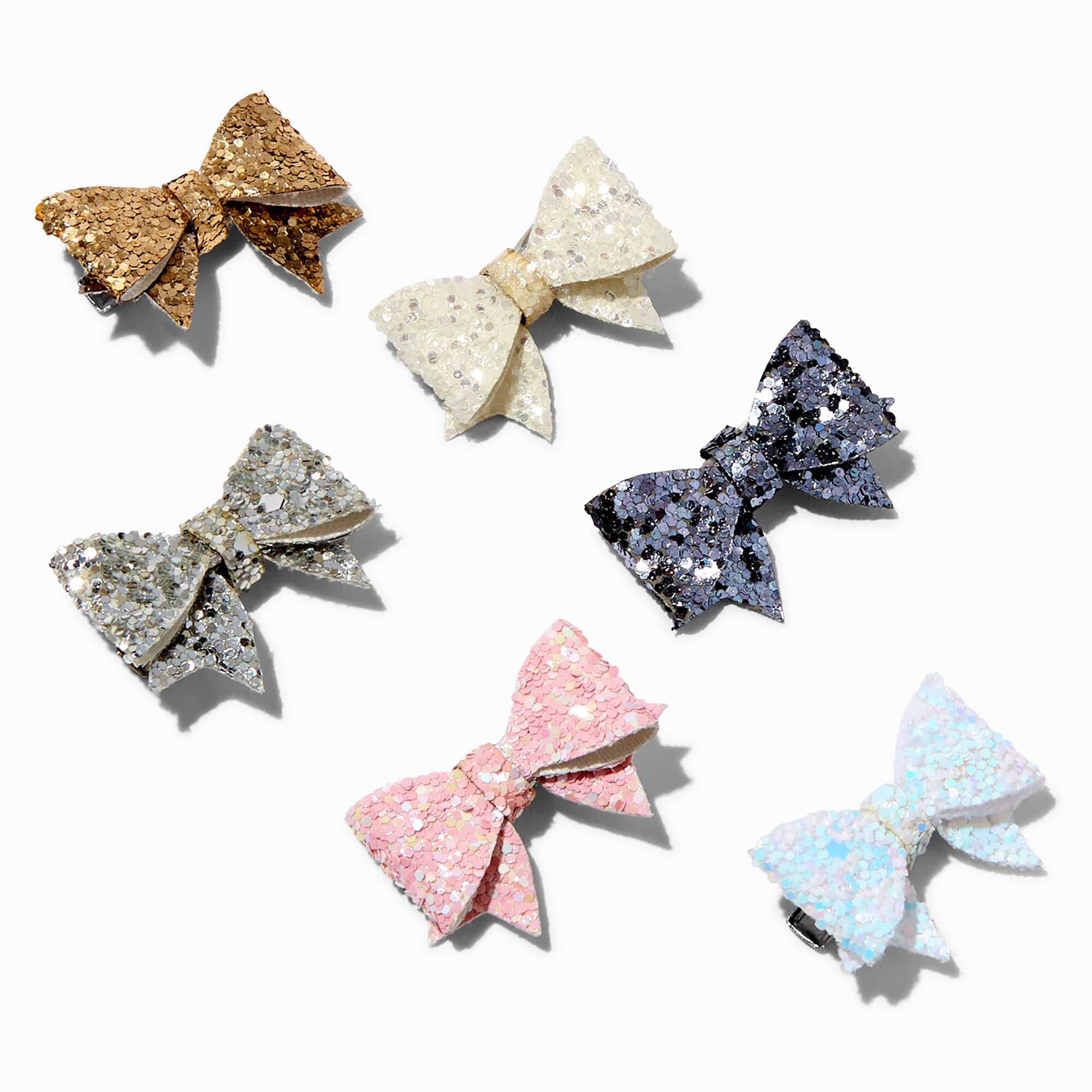 View Claires Club Glitter Sequin Hair Bow Clips 6 Pack information