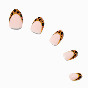 Cheetah French Tip Stiletto Press On Vegan Faux Nail Set - 24 Pack,