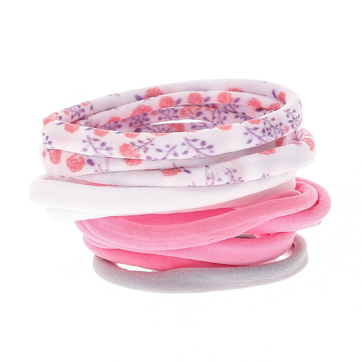 Floral Print Rolled Hair Ties - Pink,