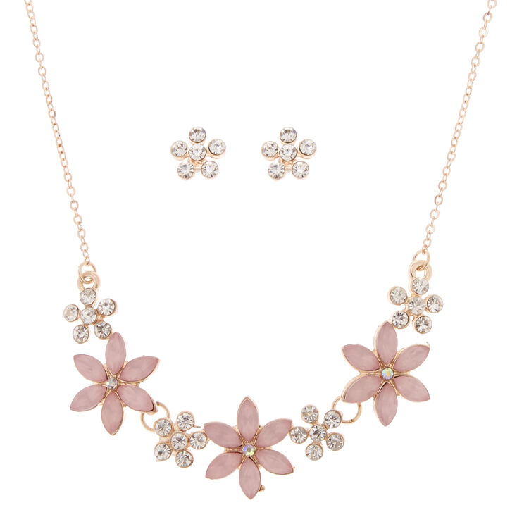 Claire's Parure de bijoux à motif floral rose